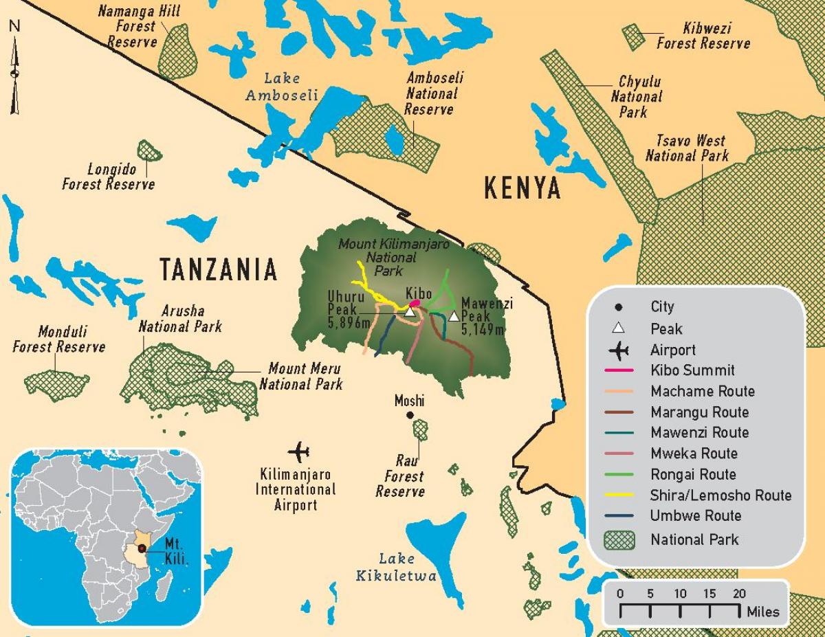 Map of tanzania kilimanjaro