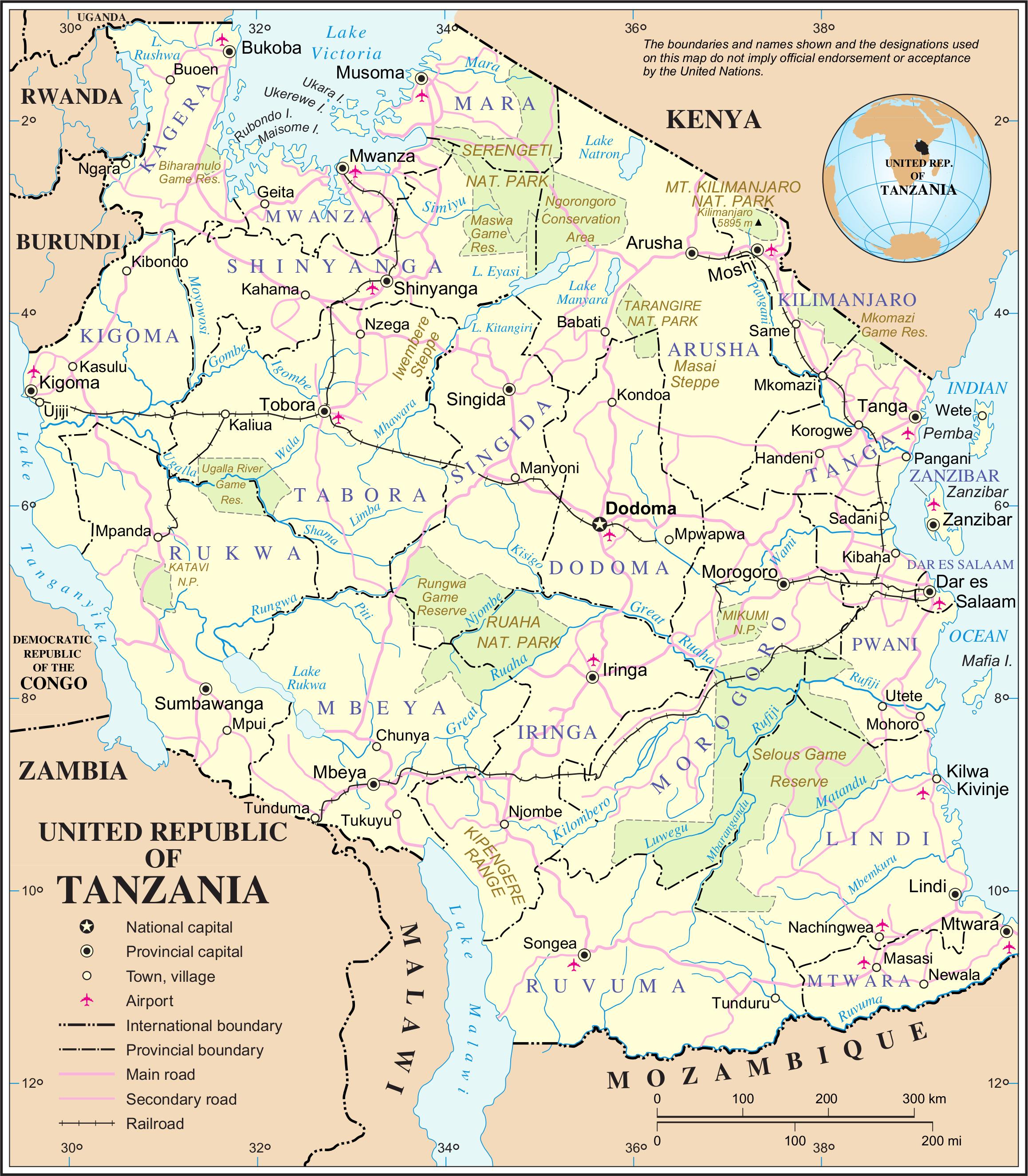 Tanzania river map - Map of tanzania river (Eastern Africa - Africa)