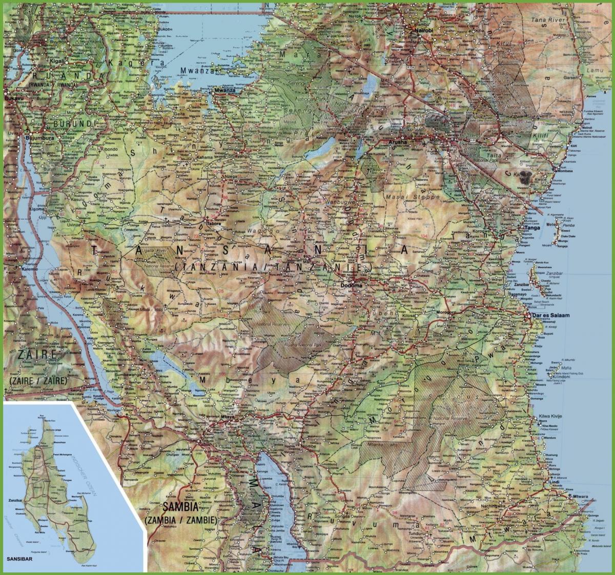 Map of detailed tanzania
