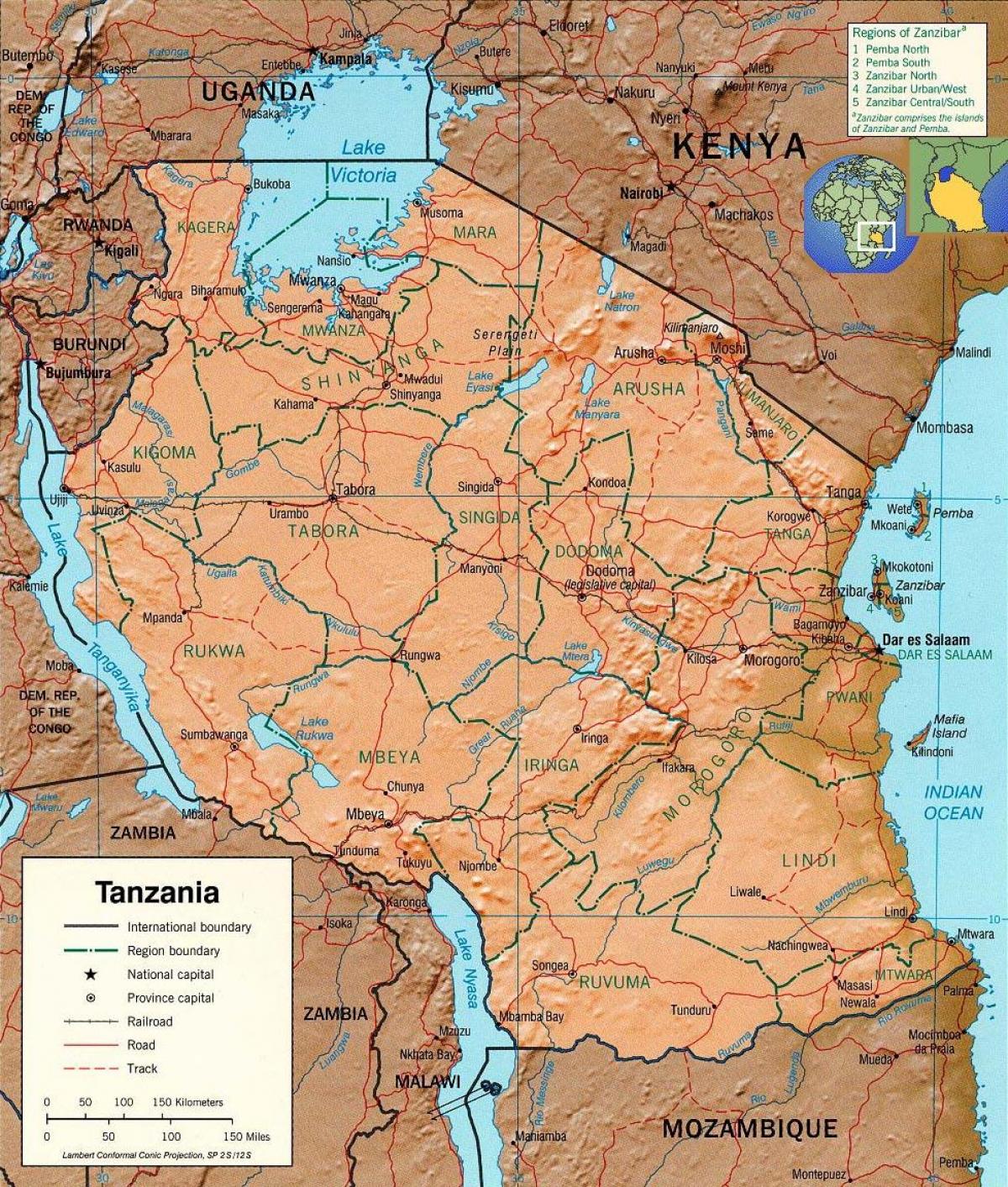 tanzania geographical map