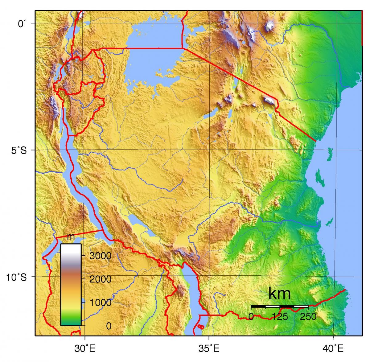 tanzania topographic map