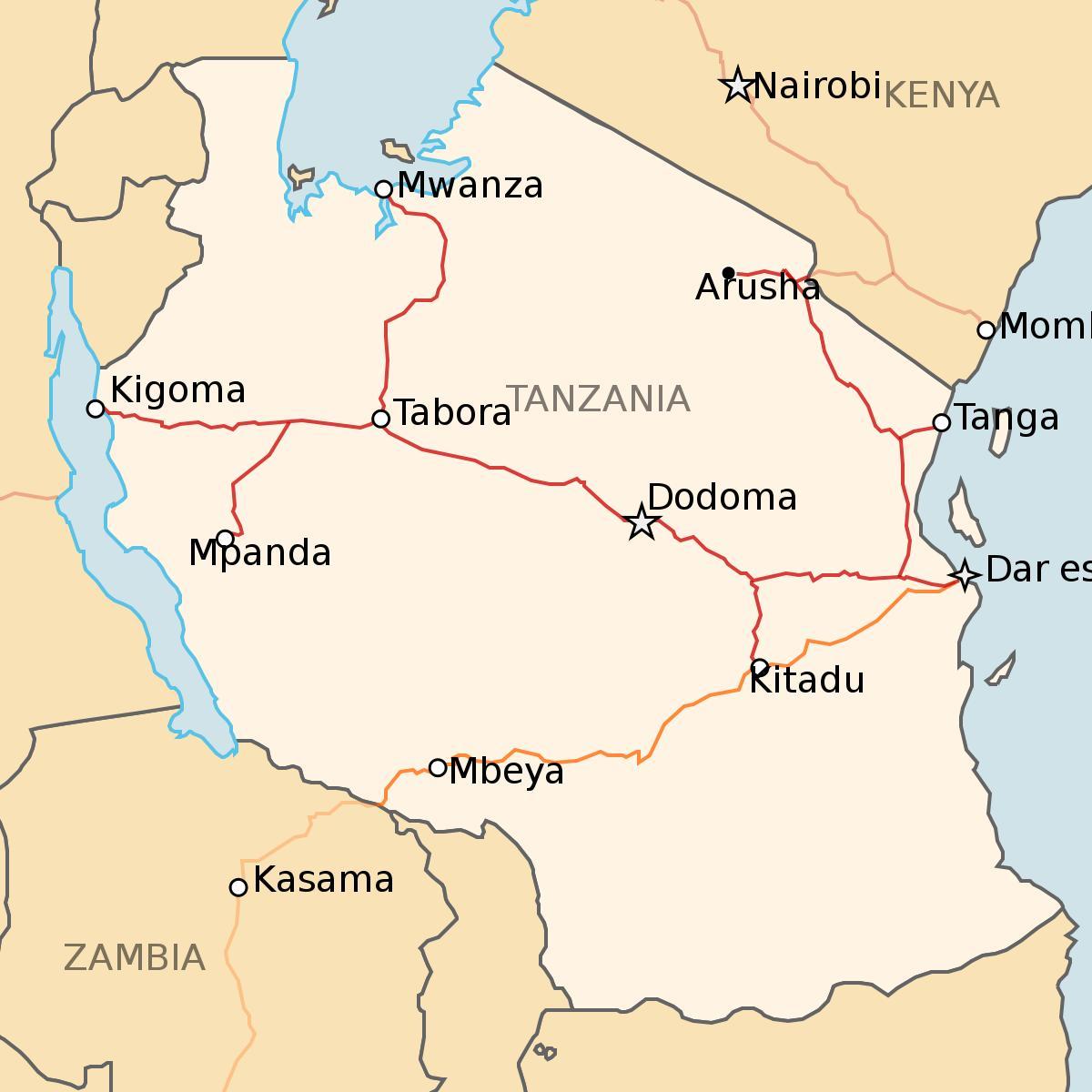 Map of tanzania railway