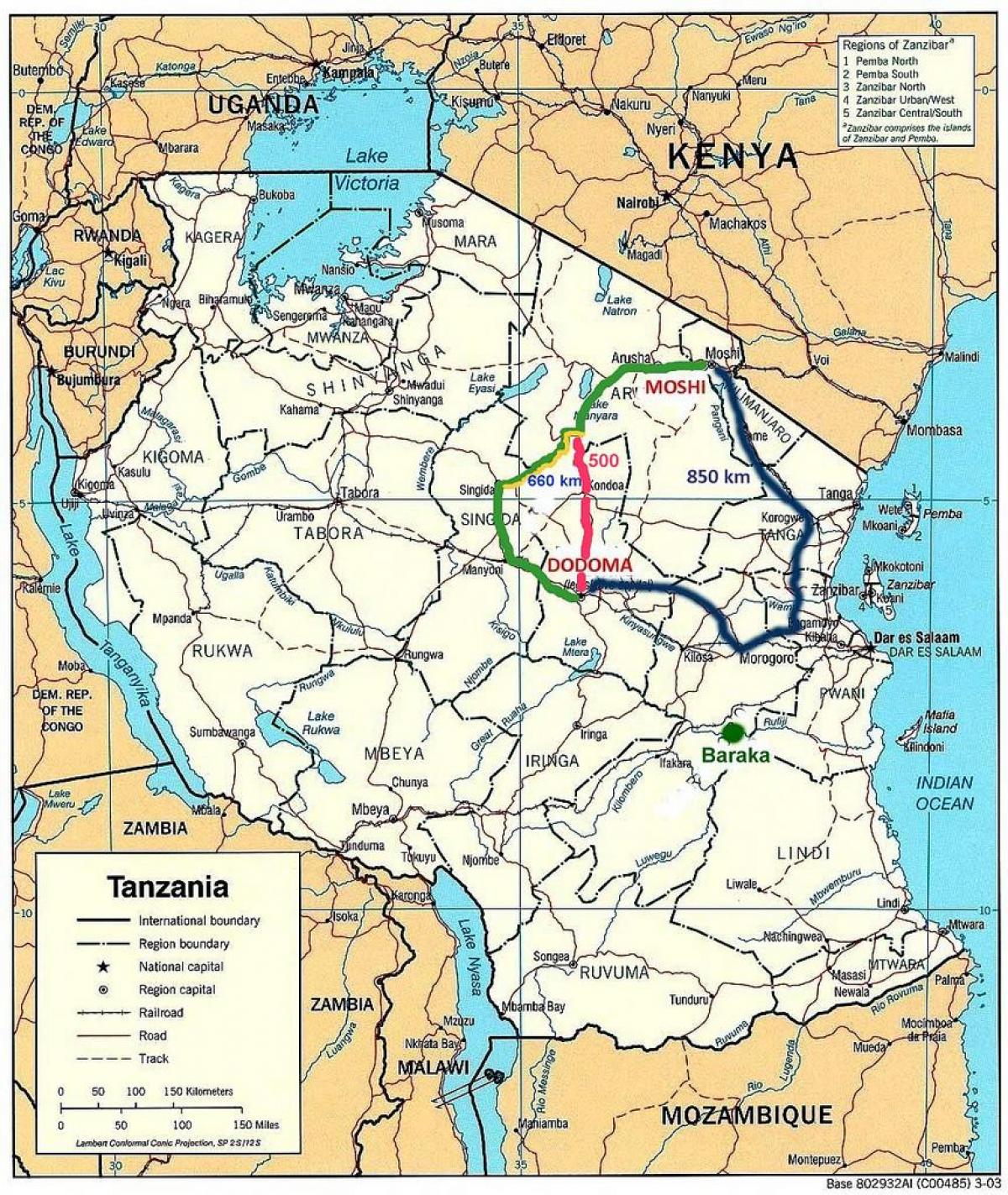 Tanzania road map - Tanzania road network map (Eastern Africa - Africa)