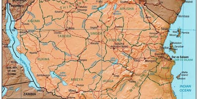 Map of tanzania showing historical sites