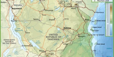 Map of road tanzania with distances