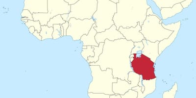 Tanzania on the map of africa