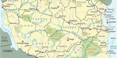 Tanzania tourist attractions map